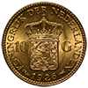 Netherlands Gold 10 Guilders, BU Reverse