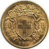Swiss Gold 20 Francs, BU  Reverse