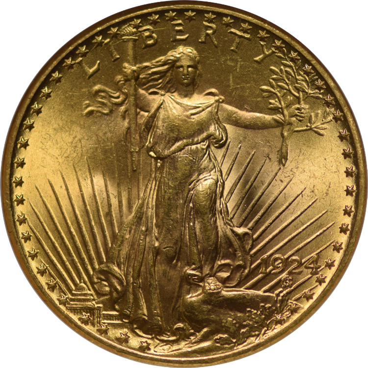 $20 Saint-Gaudens Gold MS64 Obverse