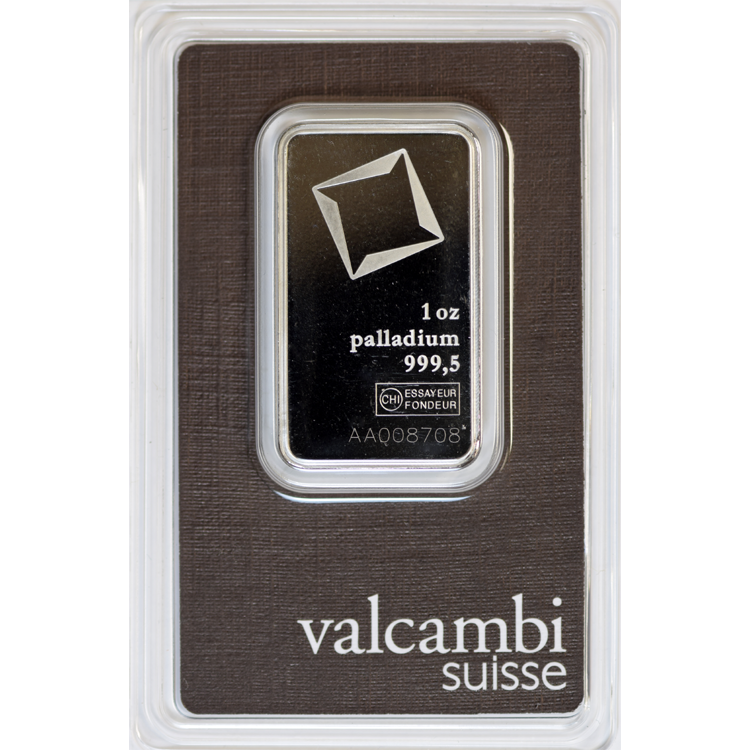 Buy 1 oz Palladium Bars - Valcambi Palladium Bars