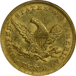 $10 Liberty Coronet Nm 1852 AU-58 reverse