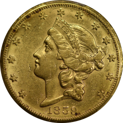 $20 Liberty Type 1 1859-S AU-58 obverse