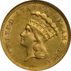 $3  1860 AU-58 obverse