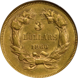 $3  1860 AU-58 reverse