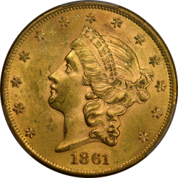 $20 Liberty Type 1 1861 MS-62 obverse