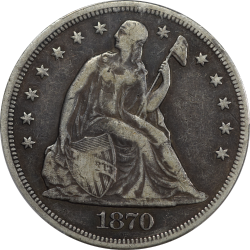 $1 Seated Liberty 1870-CC F-15 obverse