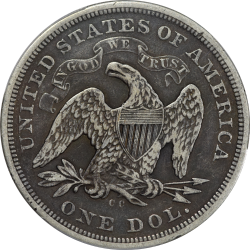 $1 Seated Liberty 1870-CC F-15 reverse