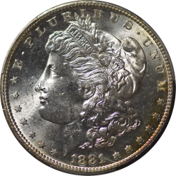 $1 Morgan Dollars 1881-S MS-64 obverse