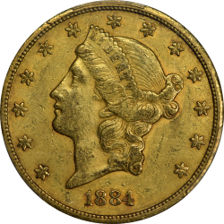 $20 Liberty Type 3 1884-CC AU-58 obverse