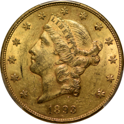 $20 Liberty Type 3 1893-CC MS-60 obverse