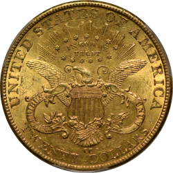 $20 Liberty Type 3 1893-CC MS-60 reverse