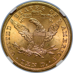 $10 Liberty Coronet Motto 1901 MS-66 reverse
