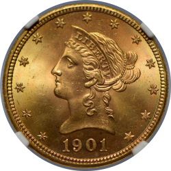 $10 Liberty Coronet Motto 1901 MS-66 NGC