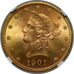 $10 Liberty Coronet Motto 1901 MS-66 obverse