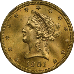 $10 Liberty Coronet Motto 1901 MS-66 obverse