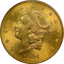 $20 Liberty Type 3 1904 MS-65 obverse