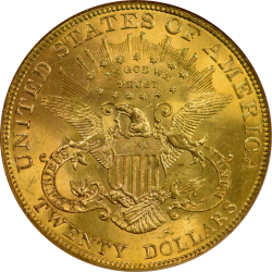 $20 Liberty Type 3 1904 MS-65 reverse