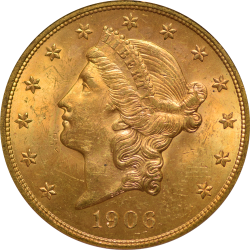 Gold Coins Silver American Exchange 20 Liberty Type 3 1906 D Ms 63 Pcgs