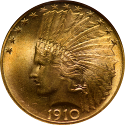 $10 Indian Motto 1910 MS-65 NGC