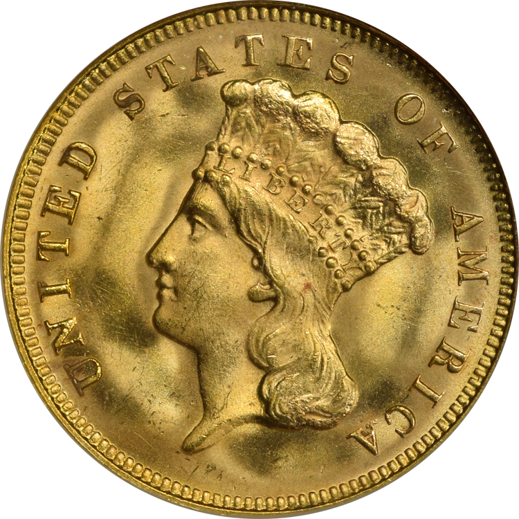 1878 Princess $3 NGC MS-66 (690167105) Obv.