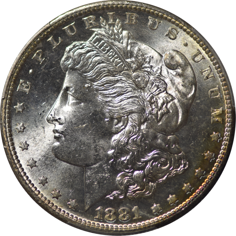 1881-S Morgan S$1 PCGS MS-64 Toned (1064043974324) Obv.