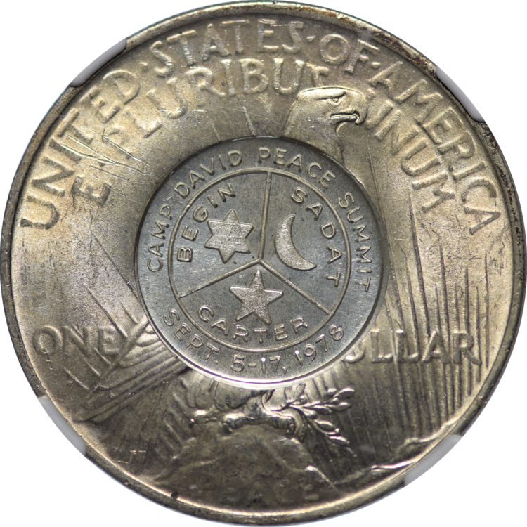 1923 Peace $1 Camp David 1978 Summit NGC MS-63 (006269267004) Obv.